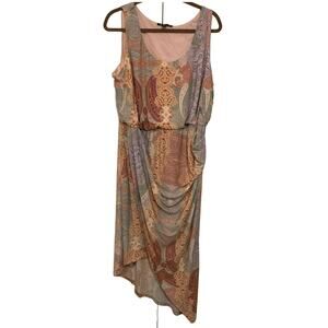 I.N.C. Sleeveless Asymmetrical Hem Blouson Dress Size 1X Paisley Labyrinth NWT